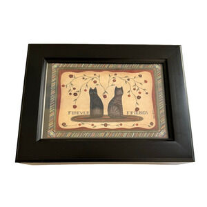 Vintage Sankyo Wooden Musical Jewelry Box with Picture Frame on Lid Velvet Lined